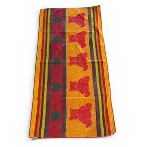 Vintage Teddy Bear Multicolor Bath Beach Towel 100% Cotton Made in Poland Retro
